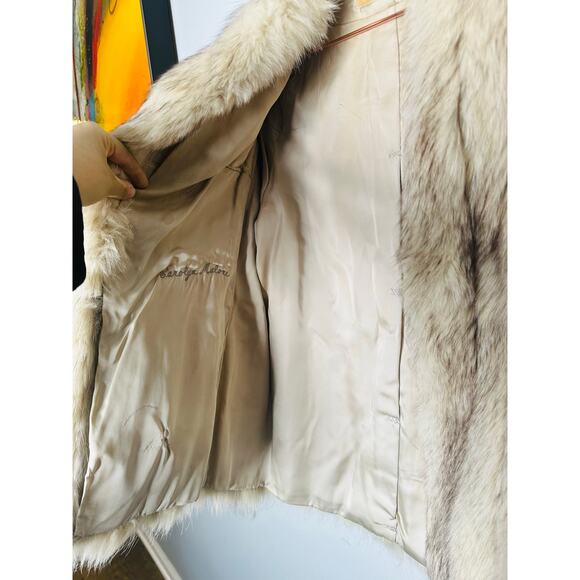 Vintage MINK White Fur Long Sleeve Front Pockets Coat Size Medium - Picture 8 of 8
